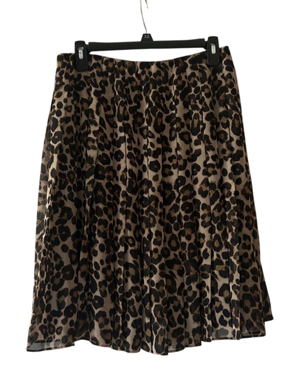 Tommy Hilfiger Pleated Leopard Print Midi Skirt Size 8 Elastic Waistband